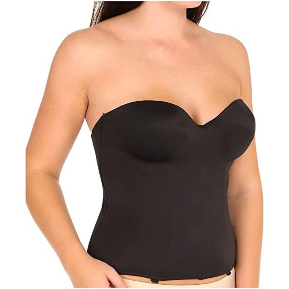Frederick's 38D Corset Torsolette Longline Strapless Bra Hook Eye Bustier Goth